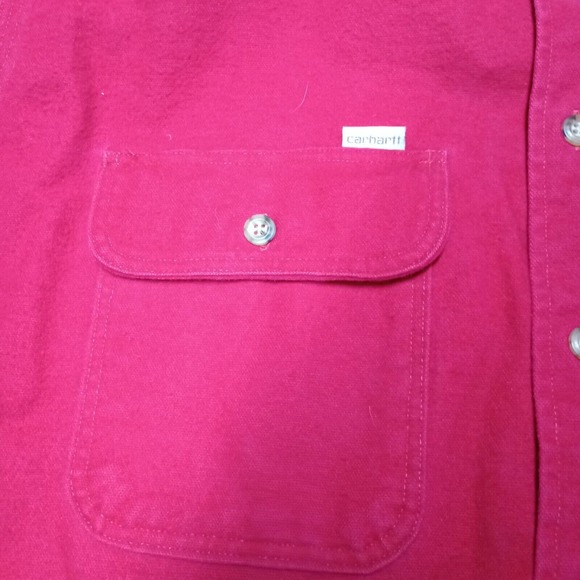 Vintage Carhartt Flannel Chamois Shirt Adult XL Red Button Up Double Pocket - Picture 7 of 7
